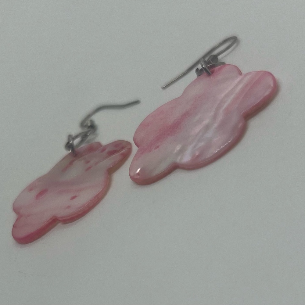 Pink Flower Shell Earrings - Picture 3 of 4
